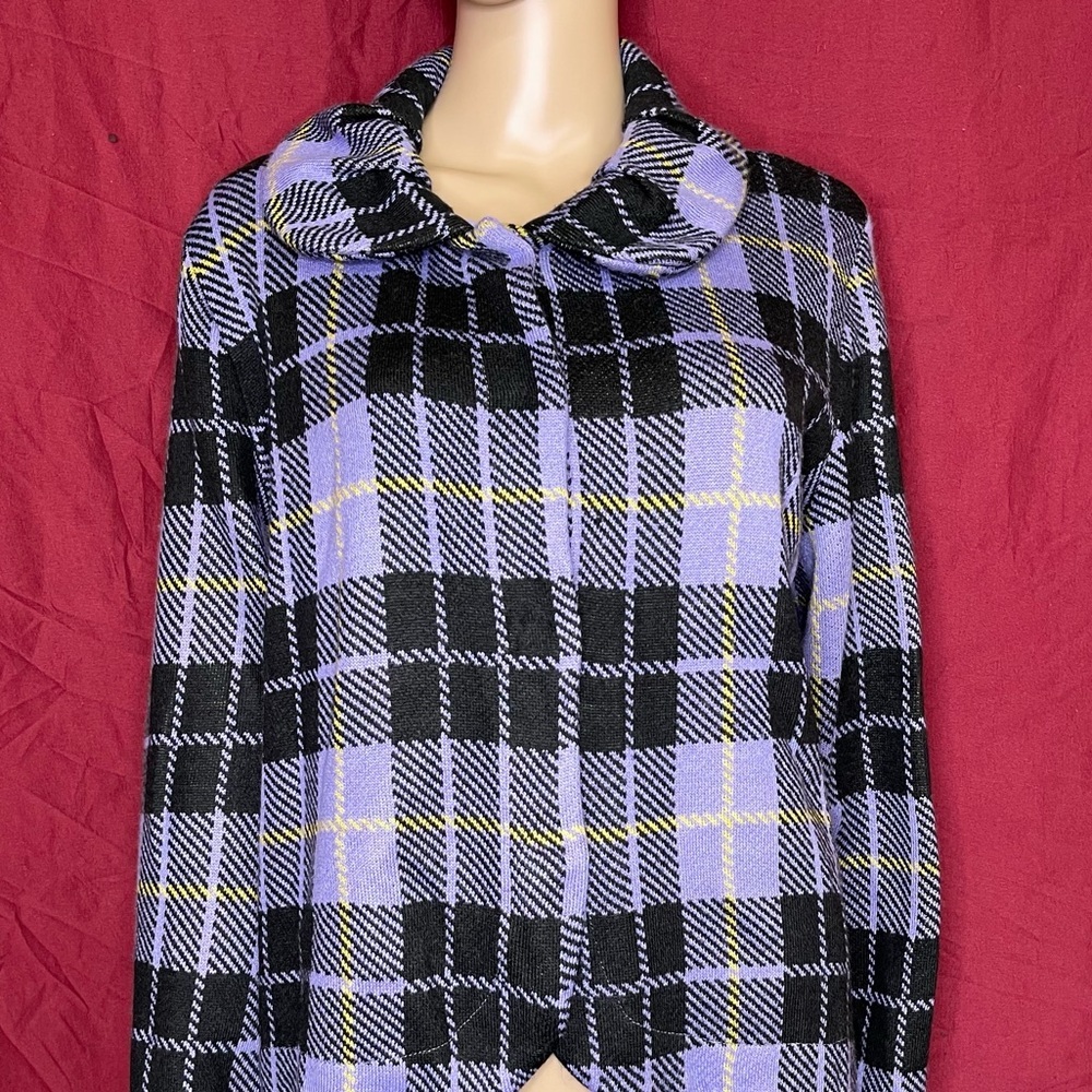 Chadwicks Purple Plaid Swing Cardigan XL